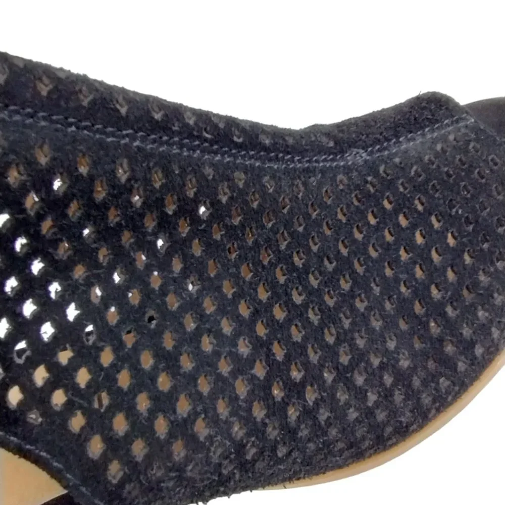 Lucky Brand Bertel Sandal Sling Back Perforated Leather Suede Block Heel Size 7 - Picture 7 of 13